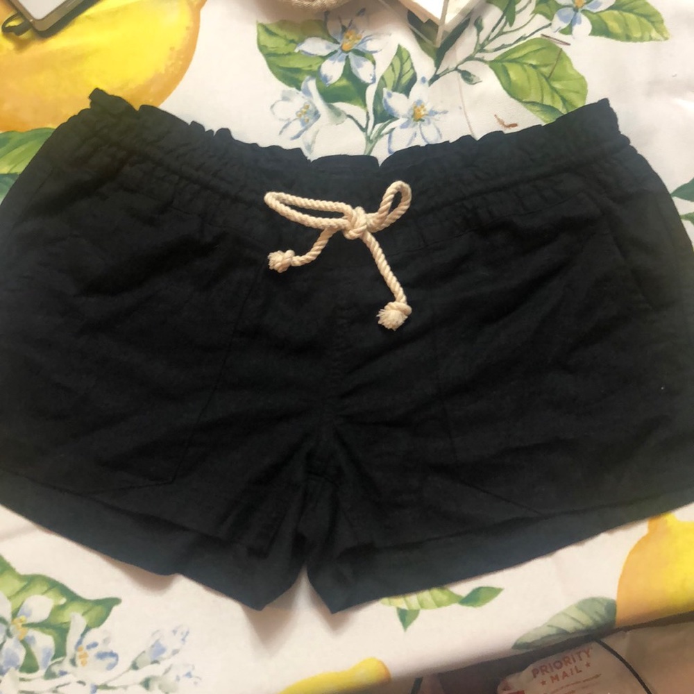 Roxy Linen Beach Shorts size medium M black